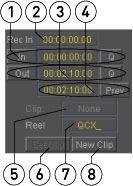 EDL Item Editor Conform Mode 1 In Point section The In button sets the current time code location of the external VTR as the new In point for the edit.