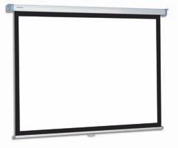 Slim Black border increases perceived clarity of projected image. Spring mechanism guarantees smooth extending and retracting of projection screen fabric.