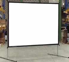 Fast-Fold Folding frame, two separate legs and separate projection screen fabric. For use at any desired location, inside and outside.