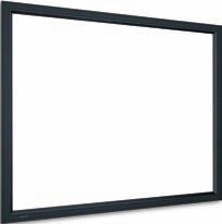 Home Flat aluminum frame. Sloping inner side of frame reduces shadow in image. Projection screen fabric mounted on 4 sides via tension rods and hooks.