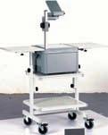 Stabilo Solo Extremely stable, height adjustable overhead projector table with one fixed and three flexible side shelves. Overhead projector table with one continuous height adjustable shelf.