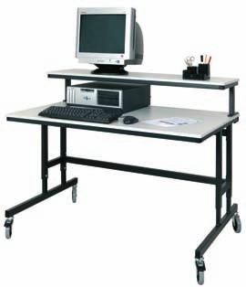 PCT-H Large computer table (80 cm deep) with a removable, raised platform over the entire length. Ideal working posture owing to height adjustability.