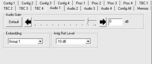 Embedding use the drop-down menu to select the audio group to embed into the SDI output.
