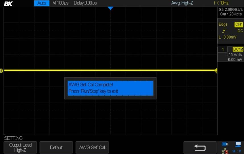 17.4 Set Default Values A softkey in the WAVEFORM menu lets you restore the default wave type, frequency, amplitude, and DC offset: 1. Press the Wave Gen button to enter the WAVEFORM menu. 2.