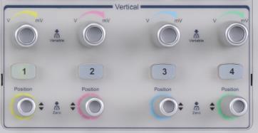 3 Vertical System Figure 18 - Vertical Analog Input Channels The colors correspond to the color of the traces on the