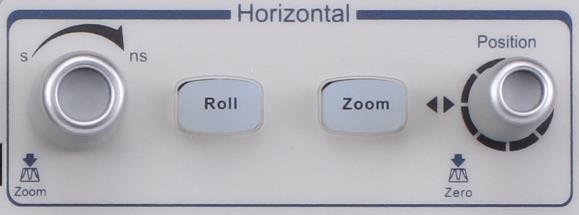 3.4 Horizontal System Figure 19 - Horizontal menu Roll Button Zoom Button Enter roll mode, which displays slow waveforms like a strip chart recorder.
