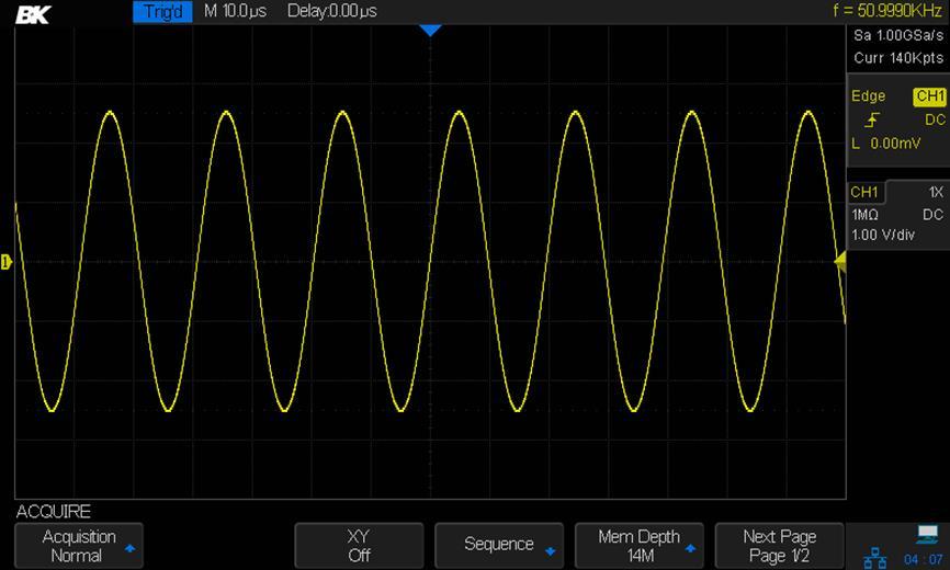 4.6 Acquisition Mode The acquisition mode controls how the waveform's points are displayed from sampled points.