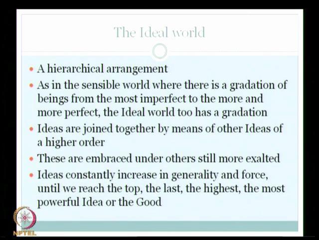 (Refer Slide Time: 35:49) And when you talk about the ideal world, this is a very important point to be understood, what is this real world Plato is talking about, what is it constitute.