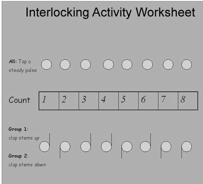 Pre-performance Activities Interlocking melodies are a key feature of all gamelan music. This activity introduces pupils to the concept using an interlocking rhythm.