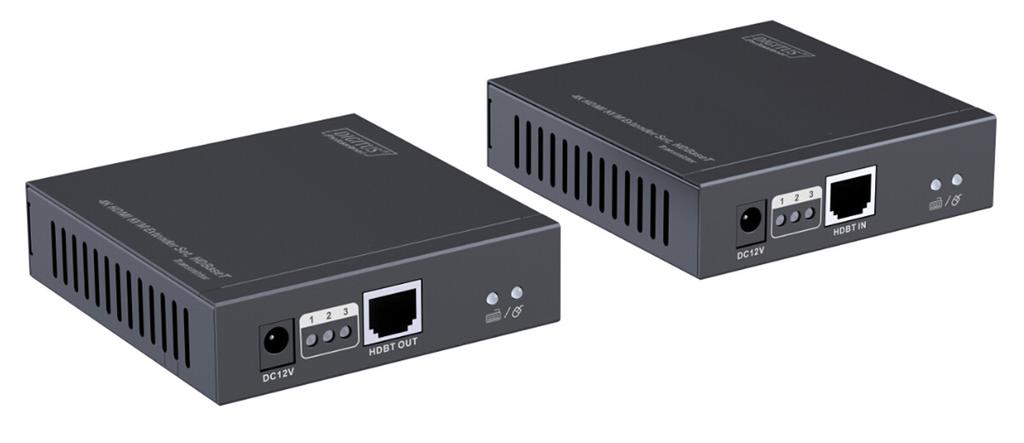 4K HDMI KVM Extender Set, HDBaseT Manual DS-55502 The Digitus 4K HDMI KVM Extender Set consists of a transmitter unit (local control) as well as a receiver unit (remote control).