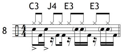 Don t forget, the ghost notes will always be played as tap strokes, unless they precede an accent (in which case you will use an