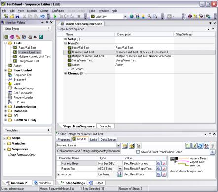NI TestStand: Test Management Software Graphical sequence editor