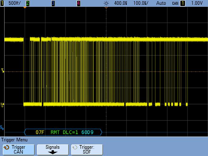 12 Using Segmented Memory Acquisition to Capture More Data Part B: Using Segmented Memory on Packetized Serial Bus Signals 1 Connect the demo kit s 40-pin ribbon cable from the back of the Agilent