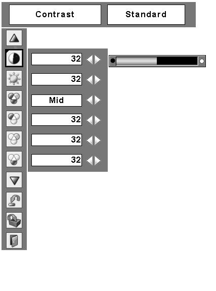 Computer Input Image Adjustment 1 2 Press the MENU button to display the On-Screen Menu. Press the Point 7 8 buttons to move the red frame pointer to the Image Adjust Menu icon.
