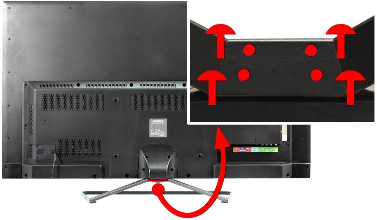 To remove the stand, remove the 4 screws indicated in the picture at Step 1 and the stand will come off. 4. To finalize your installation of the TV, please read the following A.