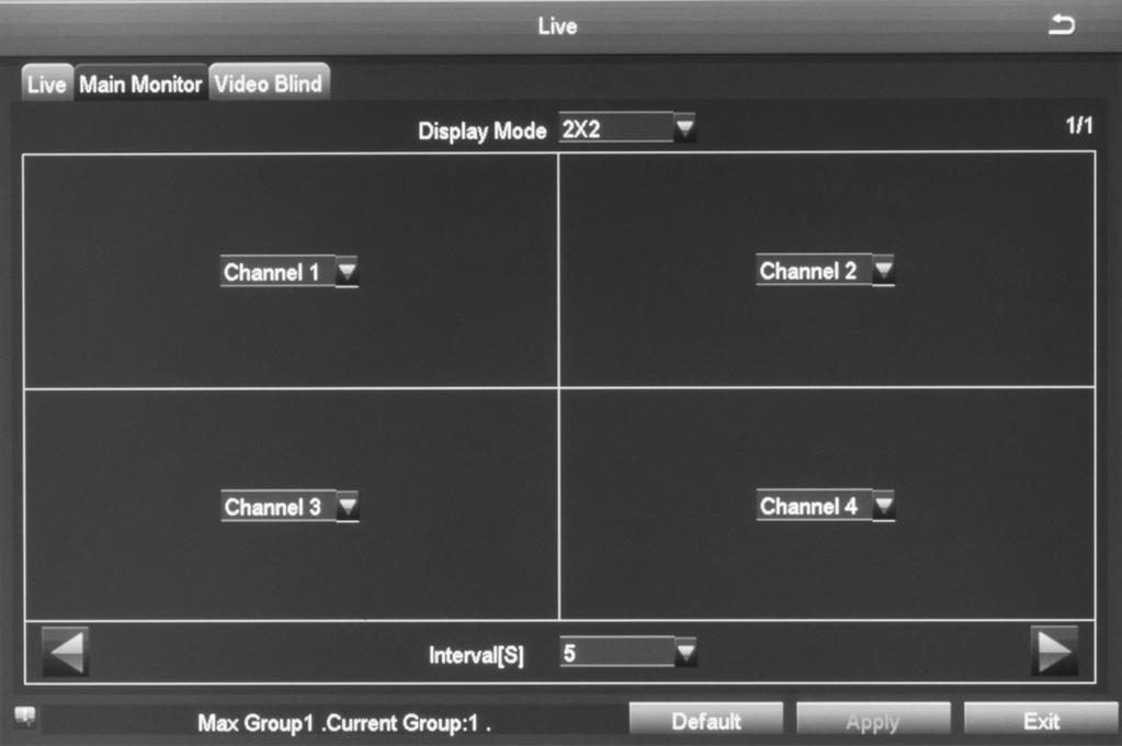 Main Monitor Tab This screen lets you determine in what order the cameras live video displays in the screen s