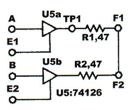 Fig. 3-6 (b) Table 3-2 Notes: If CR1 and CR2 both are on, output F1 is open Constructing an AND Gate with Tristate Gate 1. Construct the circuit shown in Fig. 3-7 on circuit c of Module DLLT-EM03.