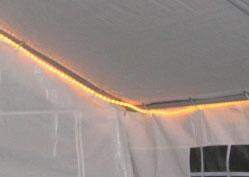 Lighting (Includes extension cabling up to 25m) Rope Lights 3 x 3 metre clear lighting kit 4 x 4 metre clear lighting kit event tent