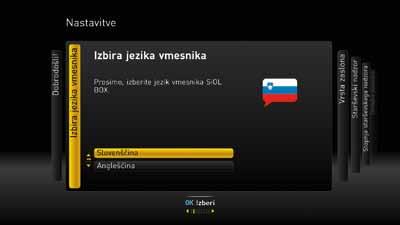 4.2 Izbor jezika Privzeto je izbrana slovenščina. 4.3.