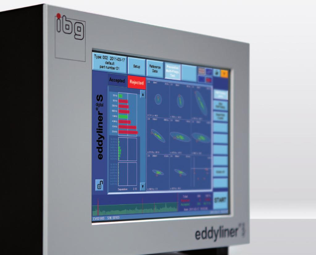 Eddy Current Technology eddyliner Digital eddy current test instrument for one channel nondestructive testing of metal components, mass produced parts and semi-finished products