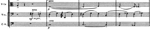 The cellos then come in with the main melodic theme of the piece. Here is where the cello notes go up to the treble clef.