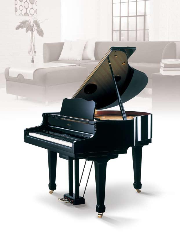 With the stately presence and form of an acoustic grand piano, the RG-7-R is a digital grand piano that combines the inherent beauty of an acoustic piano with digital technology.