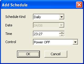 Schedule Kind Date Time Control [OK] --- Select a following schedule type.