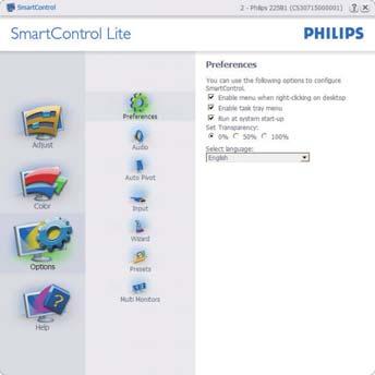 SmartControl Lite Enable Task Tray SmartControl Lite Help Technical Support