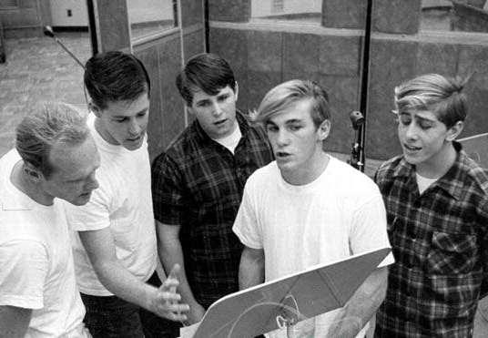 The Beach Boys (1961) Using the 1950 s vocal group the Four Freshman as their vocal model, the Beach Boys (Brian, Dennis, and Carl Wilson, Mike Love and Al Jardine) began their career at the Ritchie