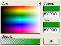 Program Tutorial - Measurements with an Excitation Signal In addition to picking the COLOR directly from a map you may also enter a hexadecimal value under NEW and define the OPACITY of the curve as