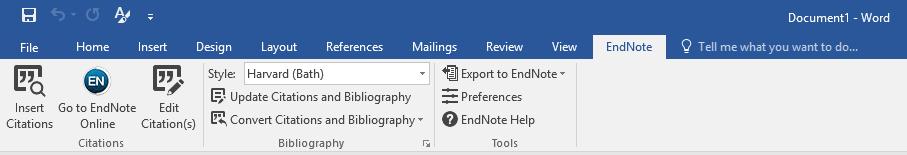 Once the EndNote tab is visible in Word: Click it and then click preferences (right-hand side
