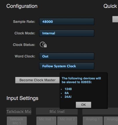 2 In the device list (item #1 on page 12), choose the MOTU interface you wish to use as the clock master. 3 Click the Become Clock Master button below the Clock Mode menu.