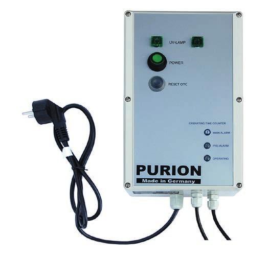 PURION Monitoring of the UV-lamps operational time Operating Time OTC The (OTC) option monitors the life time of the UV lamp via summation of the operating time.