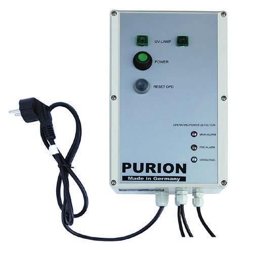 PURION Monitoring of the UVC-intensity Operating Power Detection OPD The Operating Power Detection (OPD) option monitors the life time of the UV lamp via detecting the UV intensity.