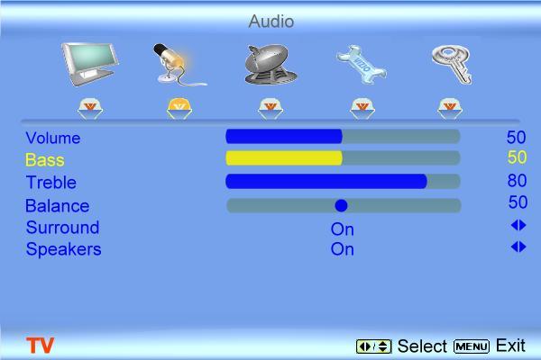 4.3 DTV / TV Input Audio Adjustment 4.3.1 Volume When the MENU button is pressed, the On Screen Display (OSD) appears on the PICTURE adjustment page. Press the button to display the AUDIO ADJUST page.