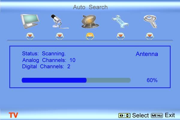 4.4 DTV / TV Tuner Setup When you first used your VP50 you will have setup your TV for DTV / TV channels using the Initial Setup screens.
