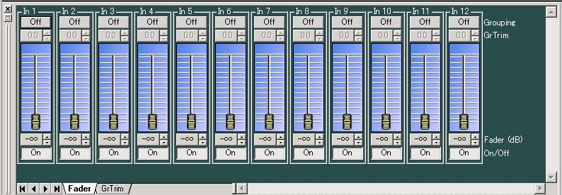 8.6. Fader View (I/O Gain and I/O Group Trim Settings) Clicking the Fader box causes the Fader View to appear. 8.6.1.