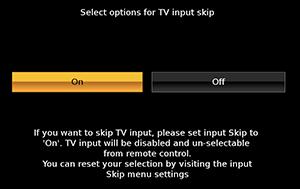 EASY SETUP - INPUT SELECTION Select the input sources Antenna/Cable/Set top box (Cable, Satellite, Disc Player) Press / to