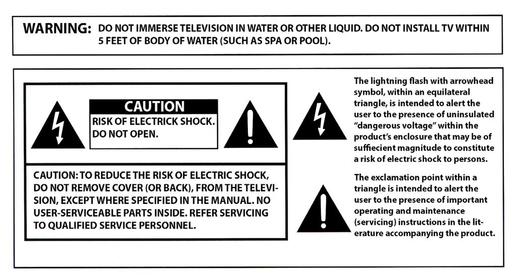 Important Safety Instructions Cleaning Instructions: See Care of SunBriteTV on page 54. Attachments: Do not use attachments not specifically recommended by the manufacturer.