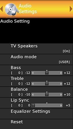 On-Screen Display Menu AUDIO SETTINGS You can adjust the sound quality to your preference with the following settings. For operating the on-screen display menu, see pages 33 38.