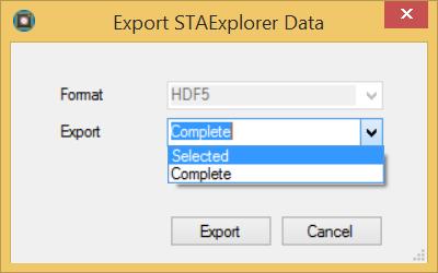 Export Click the "Export Data" icon to open the "Export STA Explorer Data" dialog.