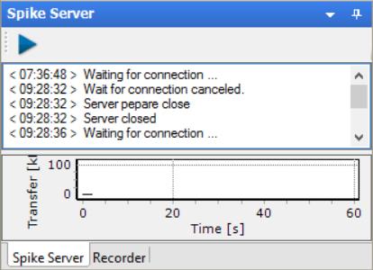 Spike Server The "Spike Server" allows to stream detected spikes and events to other applications on the same computer or to another computer in the network.