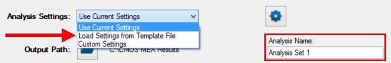 Batch Analysis Settings Analysis Settings Please select the type of the "Analysis Settings" from the drop down menu.