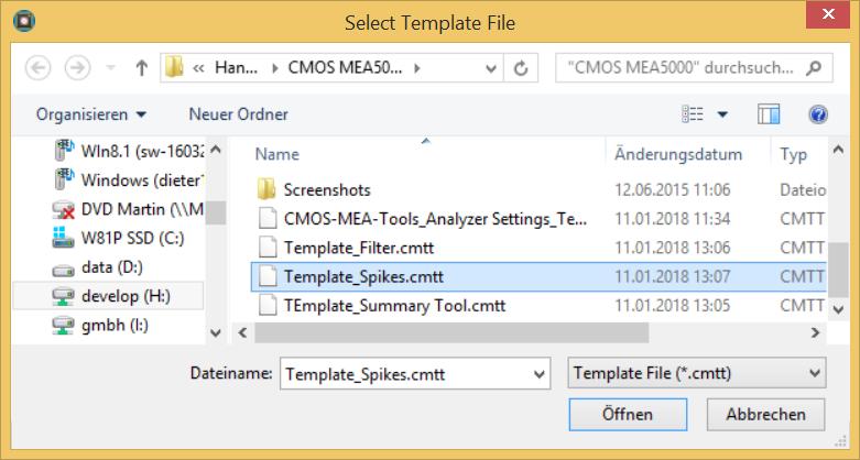 Selecting "Load Settings from Template File" allows you to select a template file and the settings stored in the template file will then be used for batch analysis.