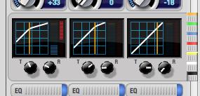 Orange Green Blue Red Yellow White Black EQ band selectors LP/HP filter selector Compressor selector Colored knobs Compressor selector Shortcut: hold down the option key while clicking an EQ selector