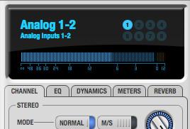 THE CHANNEL SETTINGS SECTION The channel settings section in the CueMix FX window (Figure 11-1) displays three tabs for Channel, EQ and Dynamics settings for the channel with the current focus.