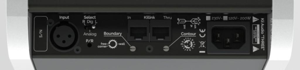 e) Kiilink - Input and Thru (or Output) - When a digital input (AES) is used, both channels of the stereo signal will be sent together via a single digital cable from your source.
