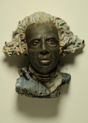 14 Billy Lee the Half King Clay, underglaze, slip, glaze, encaustic 18 x 17 x 10 Photograph by Charlie Cummings JH: I feel that age, race, and gender are major discussions in critiques of figurative