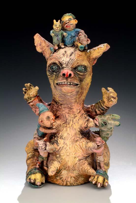 48 Previous: Antler Girl is Thirsty 25 x 11 x 9, 2010 Handbuilt earthenware with multi-fired slips, oxides, underglaze, and overglaze.