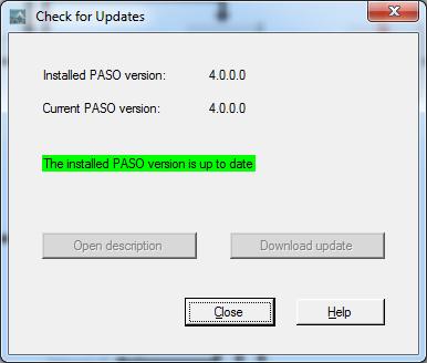 9.3 PASO Update After start-up, PASO checks automatically if a newer PASO version is available.